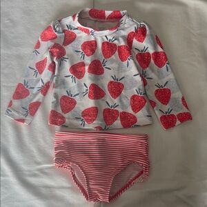 Carter's Red and White Strawberry Swim  Set